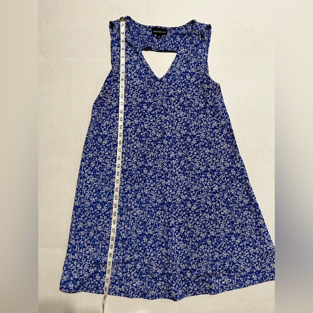 Fortune Ivy Stitch Fix Blue Floral Sleeveless Dress Keyhole Back Size Large
